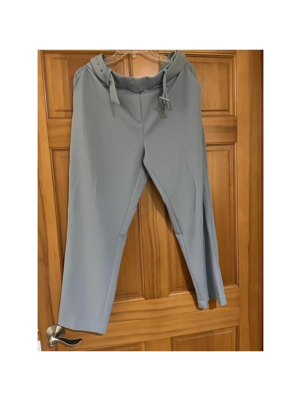 Women’s Rachel Zoe Light Blue Dress Pants X-Large ankle lenght belted